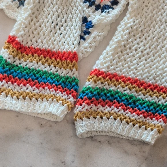 Colorful Crochet Girls Sweater Cardigan Hippie Halloween Fall - Picture 6 of 7